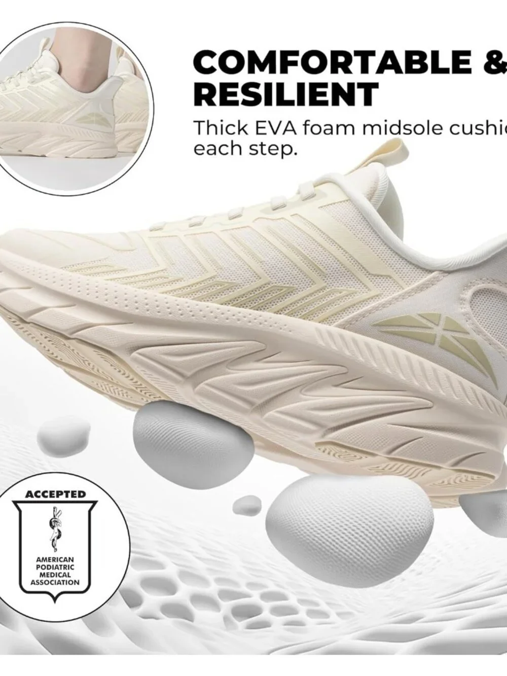 Women's Ivory Slip On Walking Shoes Running Comfortable Breathable Sneakersq